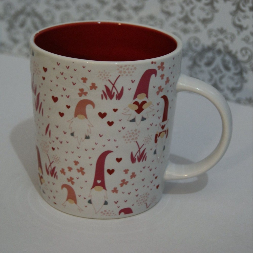 Fig & Fern Large Valentine Gnome Mug Love Hearts Pink Microwave Dishwasher Safe